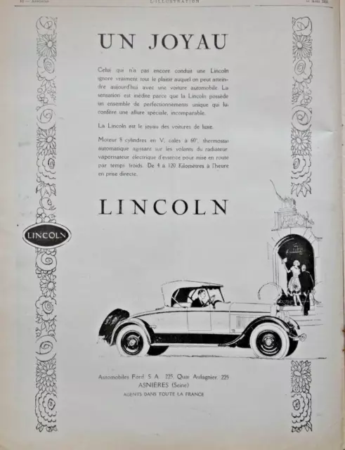 1926 Ford La Lincoln Automobile Press Advertisement A Jewel