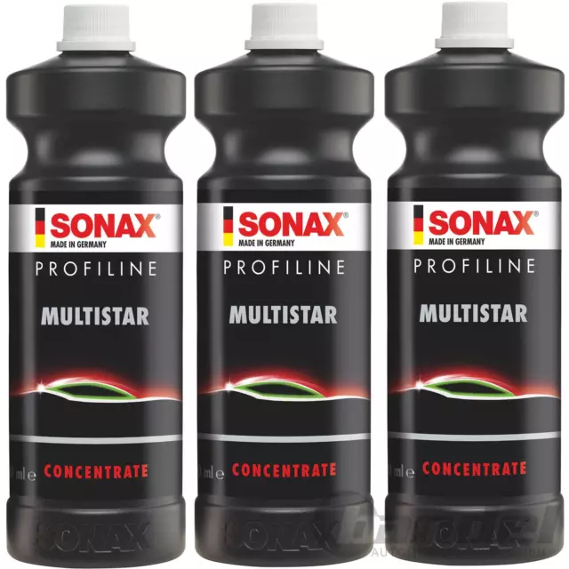 3x 1 Litre SONAX Profiline Multistar Puissant Nettoyant Universel Concentré