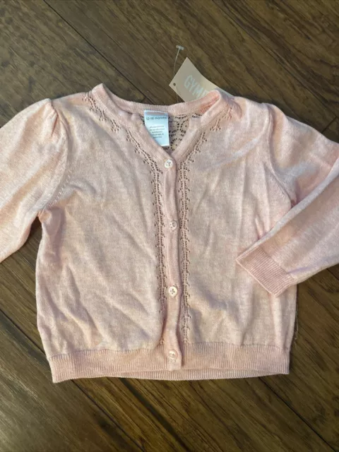 Gymboree Pale Pink Pointelle Light Weight Cardigan Sweater Size 6-12 Months NWT