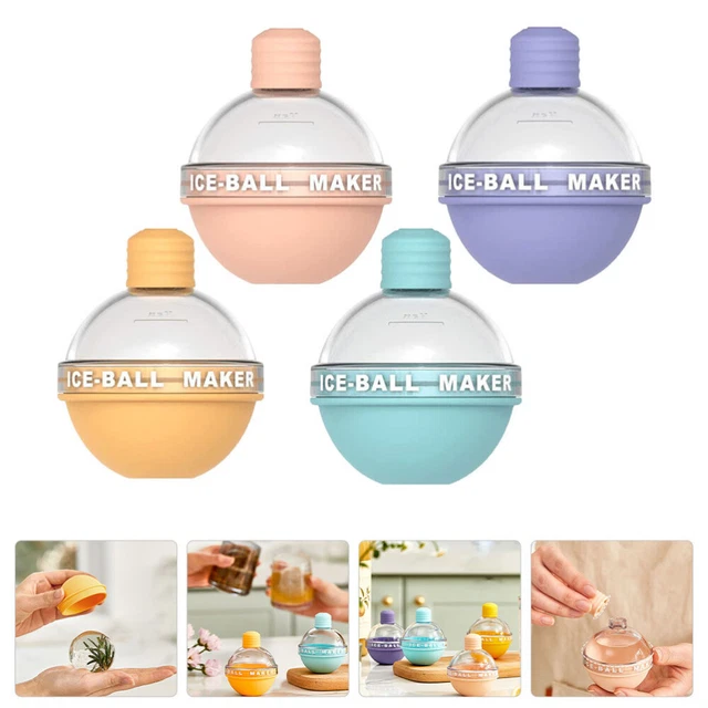 4 moldes portátiles de bolas de hielo de whisky para fabricantes de bolas de hielo moldes redondos para cubitos de hielo