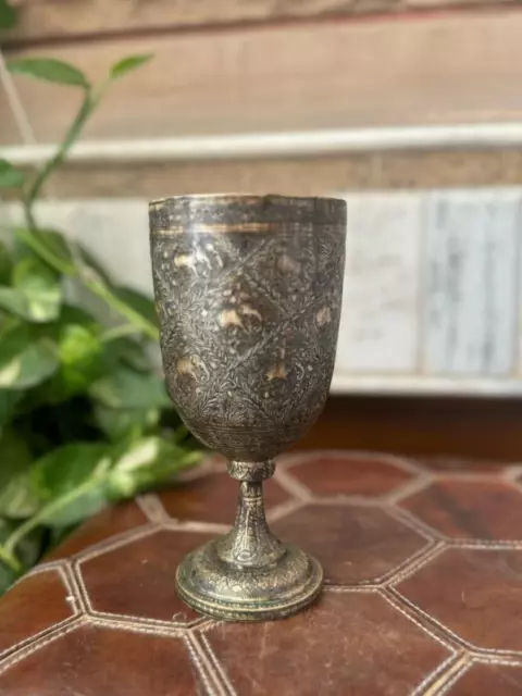 Brass Glass Hand Carved Floral Engraved Milk / Water / Wine Brass Drinking Glass