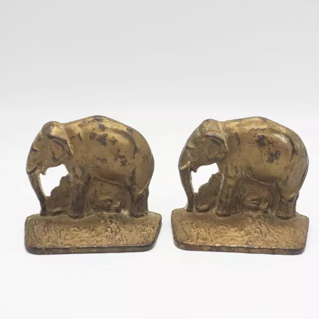 Cast Iron Bronzed Elephant Bookends BY ACW. CO. Heavy bookends Pair