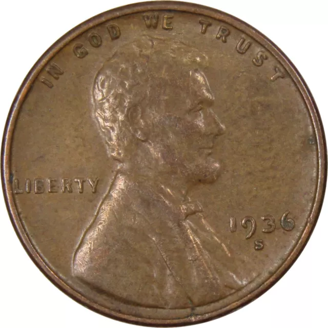 1936 S Lincoln Wheat Cent AG About Good Bronze Penny 1c Coin Collectible