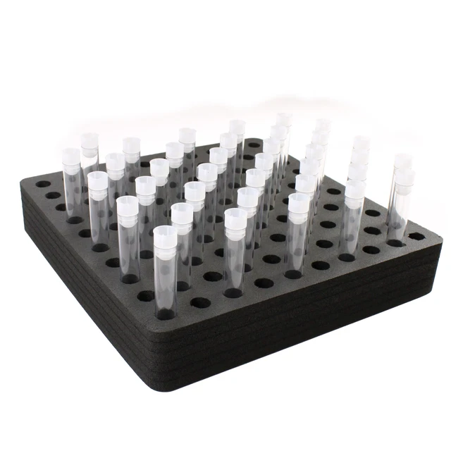 Test Tube Freezer Stand Transport Holds 100 Fits up to 16mm Black Foam Rack