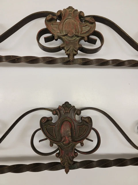4x Antique Wrought Iron Swing Arm Curtain Brackets - Art Nouveau 9