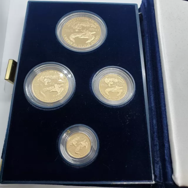 1990 W /P American Eagle Cold Proof Coin Set $50,$25,$10,$5/Box/Coa