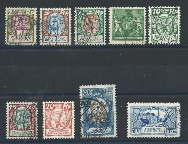 Liechtenstein N°63/71 Obl (FU) 1924/27 - Série courante, sujet divers