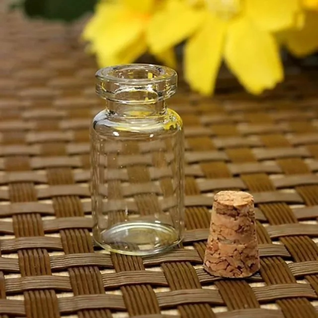 10pcs Mini Pequeño Botellas de Vidrio con Transparente Tapón Corcho Viales Botes 3