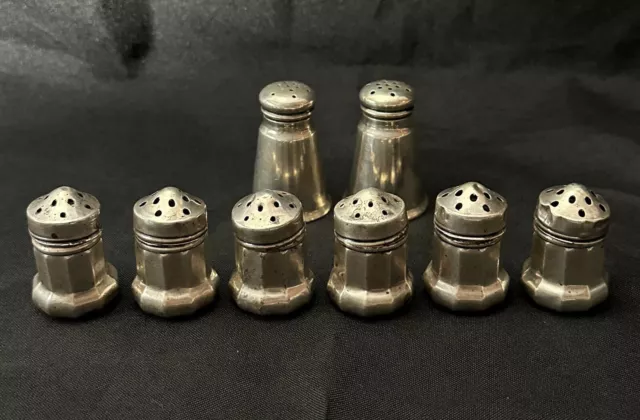 Sterling Silver 4 Pairs of Salt / Pepper Miniature Shakers