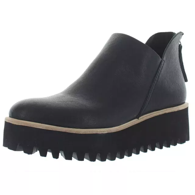 All Black Womens Black Leather Wedges Booties Shoes 40.5 Medium (B,M) BHFO 8716