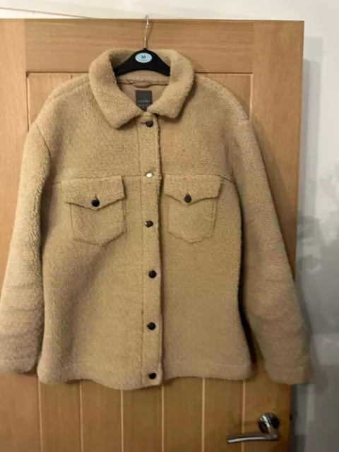 Womens Teddy Bear Fleece Jacket Biege UK Size 12
