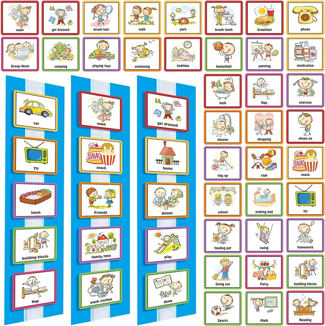 60 PIECES VISUAL Schedule Cards Chart Routine Cards Autism Learning ...
