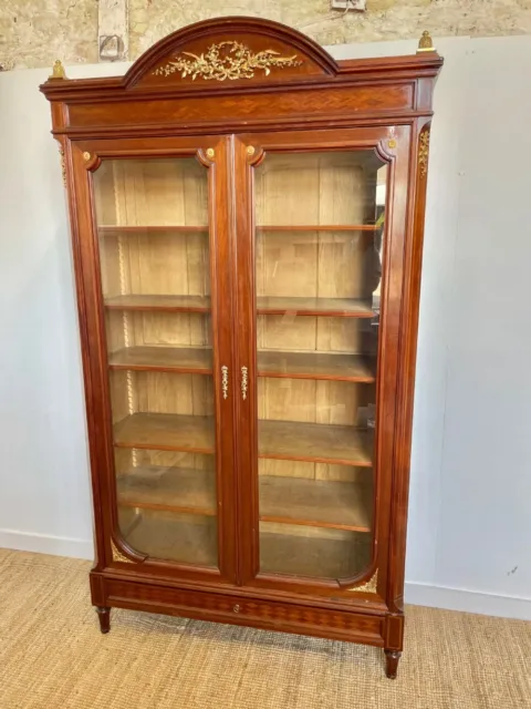 Late 19th Century French Antique Mahogany Two Door Bookcase