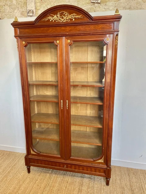 Late 19th Century French Antique Mahogany Two Door Bookcase
