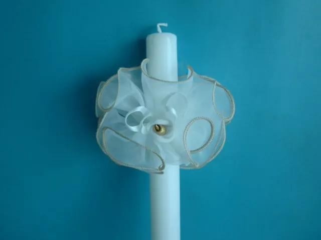 Kerzenschmuck zur Kommunion oder Taufe - creme