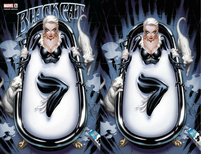 Black Cat 1 J Scott Campbell Comicxposure Virgin & Trade Variant 2 Pack Set Nm