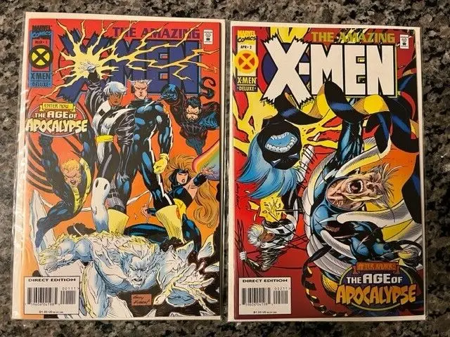 The Amazing X-Men #1 and 2 Direct Editions Andy Kubert  VF/NM 1995 Marvel Comics