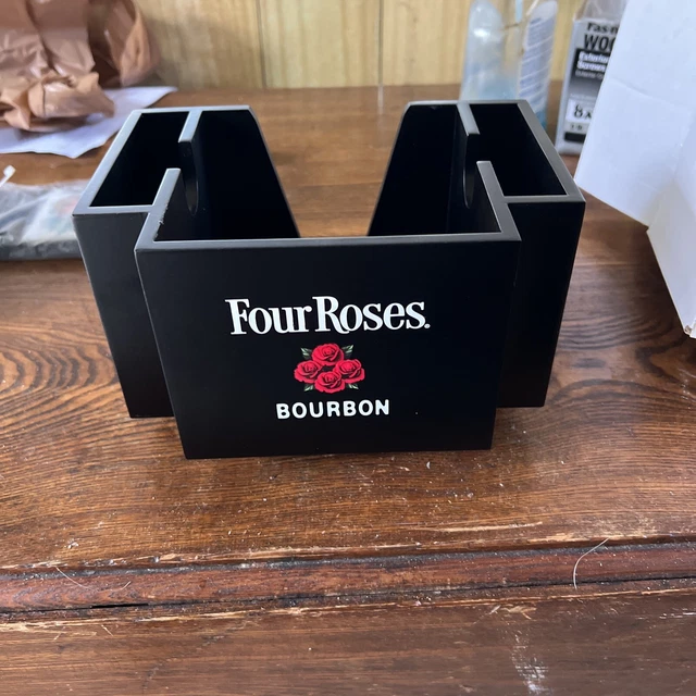 FOUR ROSES Bourbon Whiskey Bar Top Display Wood Caddy Napkin Caddie