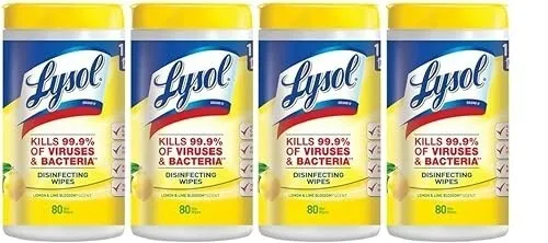 Lysol Disinfecting Wipes, Lemon and Lime Blossom, 80 Count (Pack of 4)
