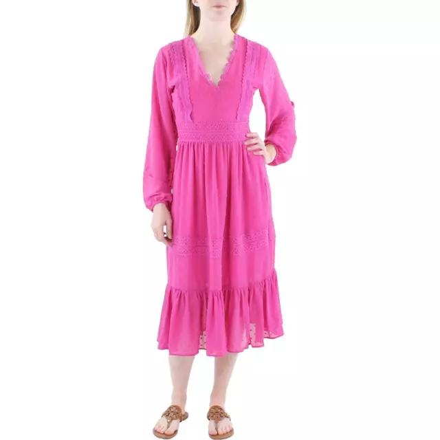 Aqua Womens Applique Cotton Midi Dress BHFO 3786