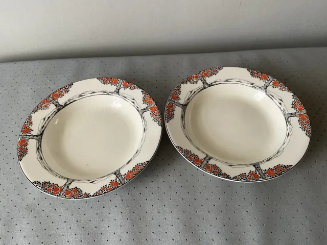 Crown Ducal Orange Tree 2 x Small  8 inch Soup Dishes