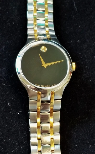 MOVADO MUSEUM BLACK DIAL TWO TONE 40mm MEN'S WATCH