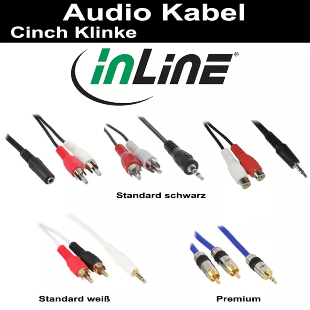Câble audio InLine® Cinch/Jack, div. Connexions et longueurs Premium Standard