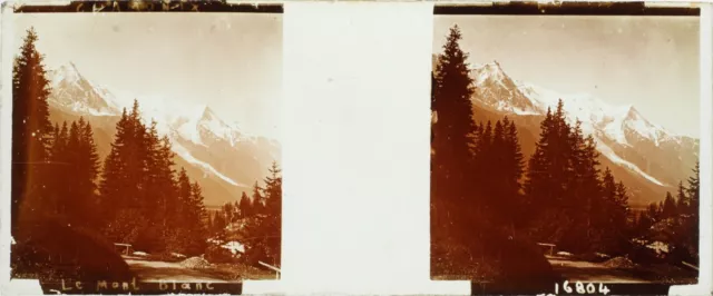 Frankreich Alpes Chamonix Der Mont-Blanc Ca 1910,Foto Stereo Platte Gläser PL59 2