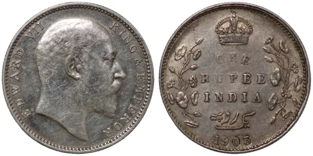 India - British 1903-B 1 Rupee Edward VII Bombay Mint KM#508 World Silver Coin