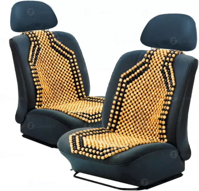 Zone Tech 2x Dos Tono Madera con Cuentas Coche Asiento Cojines Masaje Funda