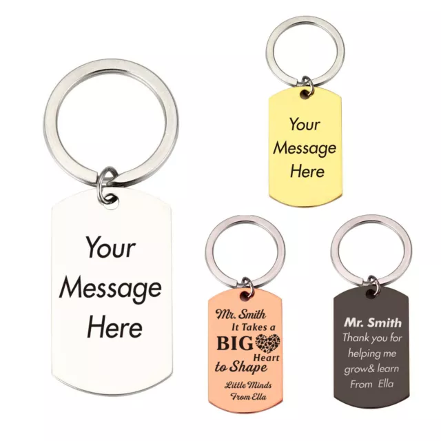 Personalised Keyring Engraved Keychain Custom Any Text Birthday Fathers Day Gift