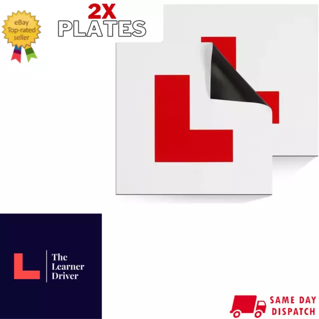 2x Magnetic L Plates UK Learner Exterior Secure Car Driver Plate Sign Pair UK