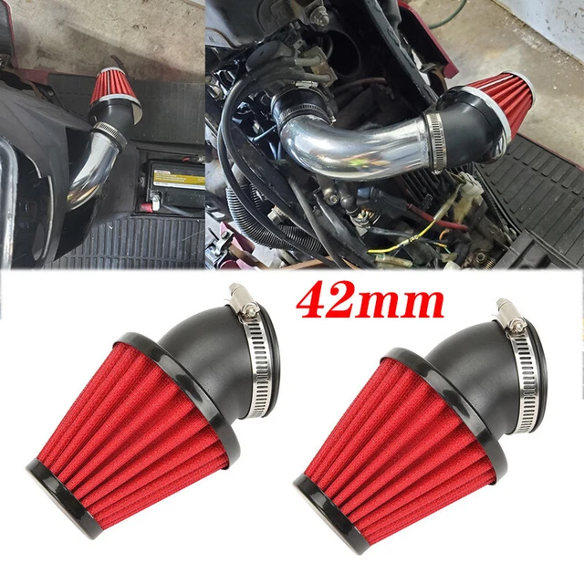2X Adjustable 42mm 45° Bend High Flow Air Intake Filter For Motorcycles Scooter