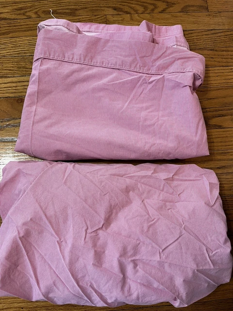 Sábanas planas y ajustadas vintage LAUREN RALPH LAUREN rojas rosa/blancas a rayas gemelas EE. UU.