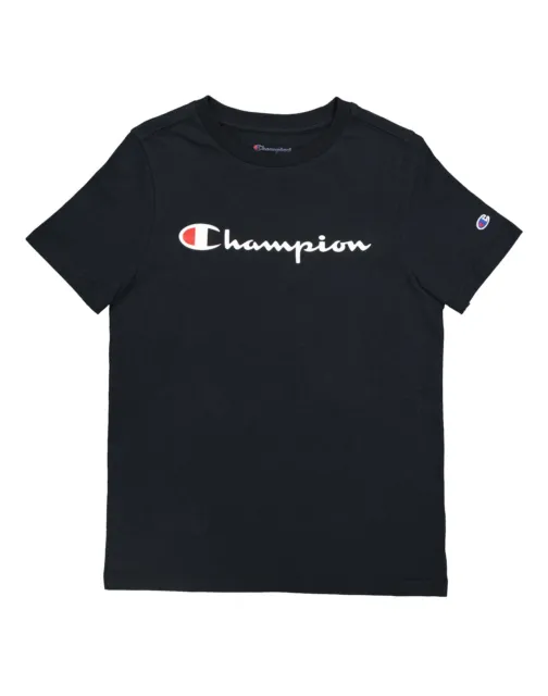 Champion Big Kids Short-Sleeve T-shirt Boys Short Sleeve Tee Script Logo Cotton