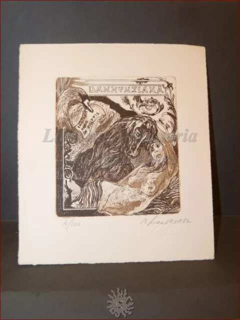 EROTICA - Ex-Libris Originale Firmato Lucci DANNUNZIANA De Filippis D'Annunzio