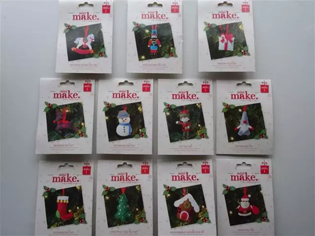 Mini Make Your Own Christmas Felt Hanging Decoration Kit (Choice of 11)