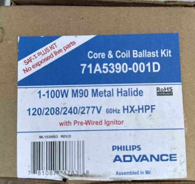 NEW- 100W M90 Metal Halide 71A5390-001D  Core & Coil Ballast Kit   HX-HPF