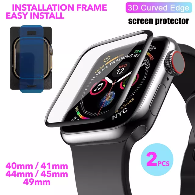 2x Schutzfolie 9D für Apple Watch Serie 8 7 6 5 4 ULTRA vollklebend Acryl Glas