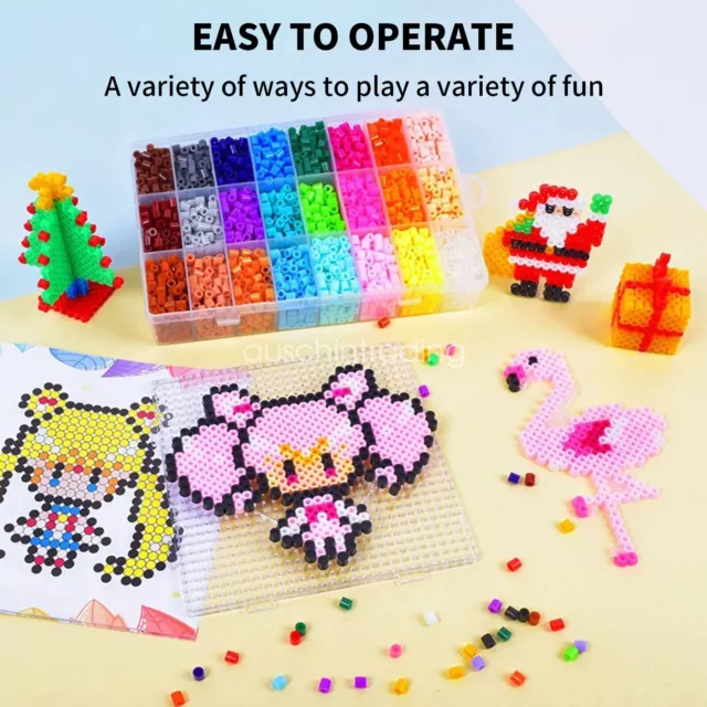 5mm For Perler/Hama Beads Kit Kids Fun DIY Craft 24/36 Colours Set Gift Toys AU