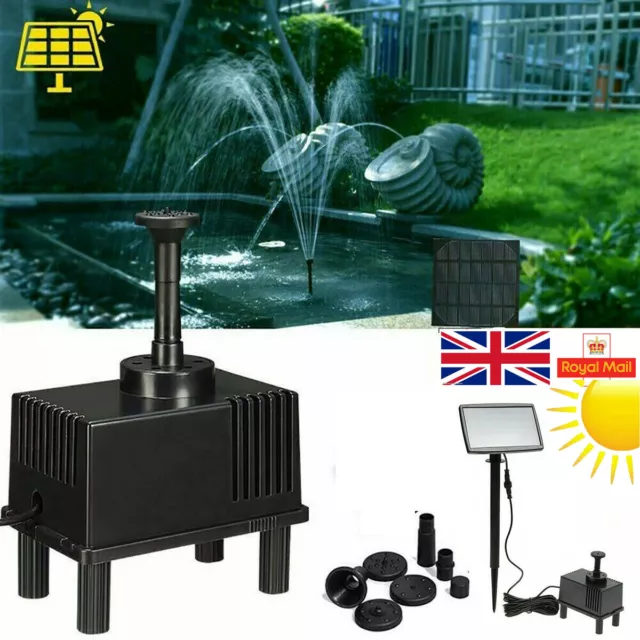 Garden Solar Power Fountain Pump Water Panel Pond Outdoor Submersible Filter Kit