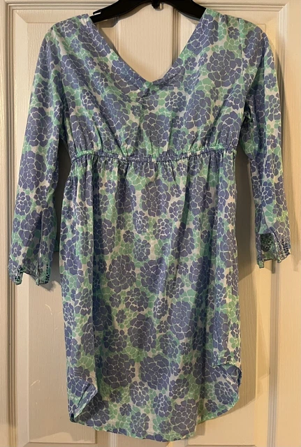 Krista Lee beaded tunic top Mini Dress hydrangeas Small Blue
