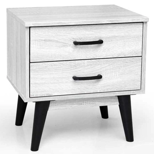 LYNCOHOME Comodino In Legno Con 3 Cassetti E Piano Curvo - Design Moderno, 35x45x60 Cm, Colore Naturale