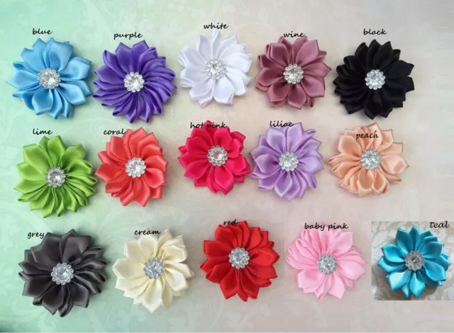 NEW DIY mini Satin Daisy Flower Embellishment baby Headband Handmade Craft Bulk