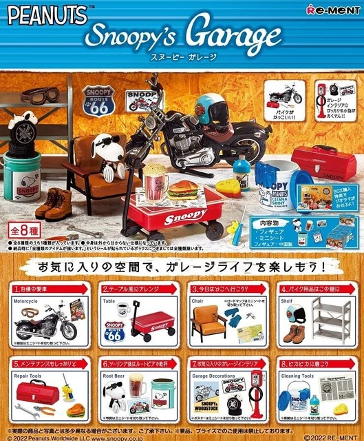 Re-Ment PEANUTS Snoopy's Garage Figure 8 Set Box Anime 2023
