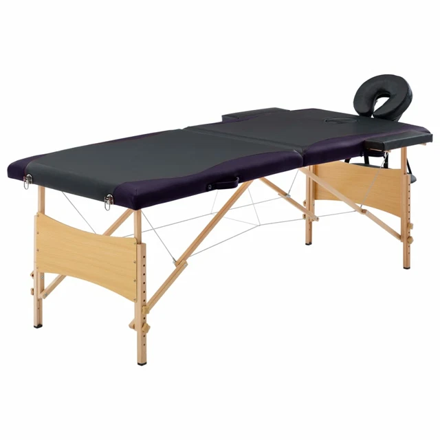 Massagetisch Klappbar 2 Zonen Holz Schwarz I0D2