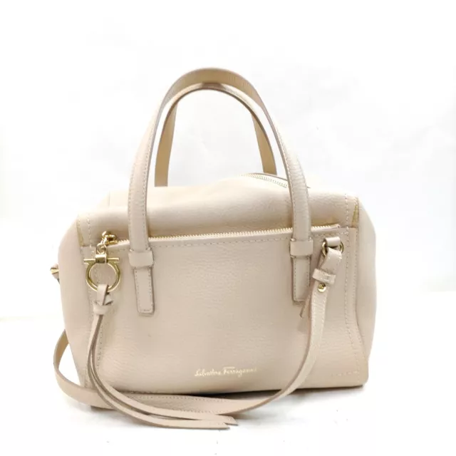 Ferragamo Hand Bag  Beige Leather 1626880