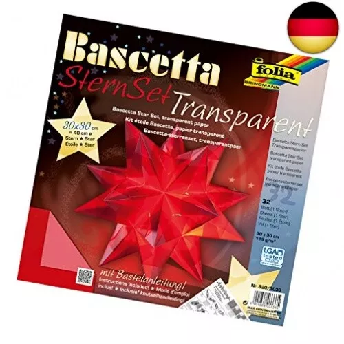 folia 820/3030 - Bastelset Bascetta Stern, Transparent rot, 30 x 30 cm, 32