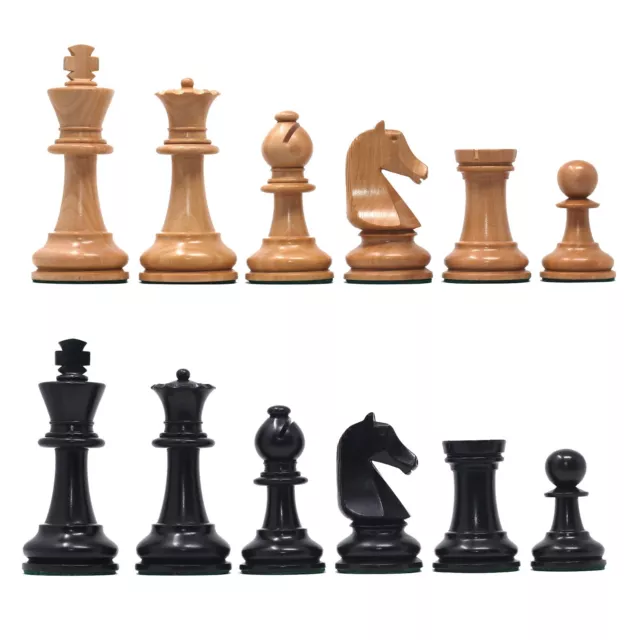 Henri Chavet Reproduced Chess Set in Natural and Ebonised Boxwood- 3.75" King