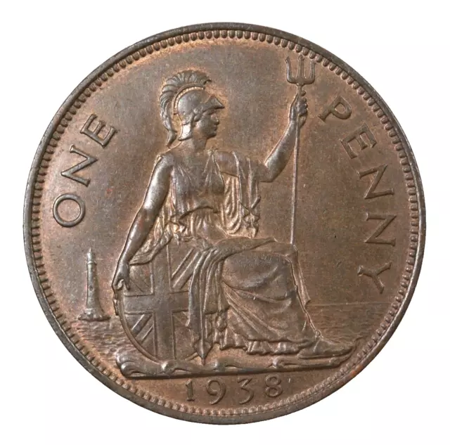 1938 George VI A/Uncirculated Penny Some lustre Lovely example SNo29952